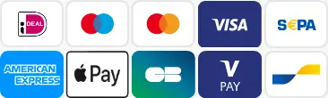 Betalen kunt u met: iDeal, MasterCard, American Express, Visa, Sepa, Apple Pay, Carte Bancaire, Vpay en Bancontact.