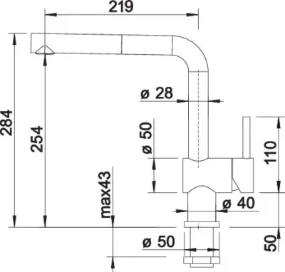 Blanco Linus s f neerklapbare keukenkraan chroom haaks draaibaar met staafgreep technische tekening Blanco Linus s f neerklapbare keukenkraan chroom haaks draaibaar met staafgreep technische tekening