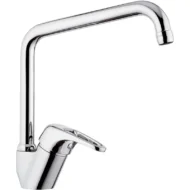 Daniel Eco eengats keukenkraan voordelig chroom hoge u vorm draaibaar 45° uitloop