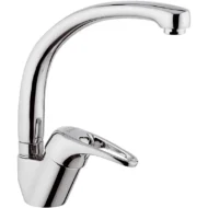 Daniel Eco eengats keukenkraan voordelig chroom hoge uitloop 45° draaibaar