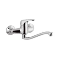 Daniel Eco muur keukenkraan met draaibare s vormige uitloop in chroomkleur