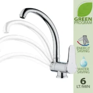 Daniel Omega Green eengreepskeukenkraan neerklapbaar met draaibare uitloop en waterbesparende perlator