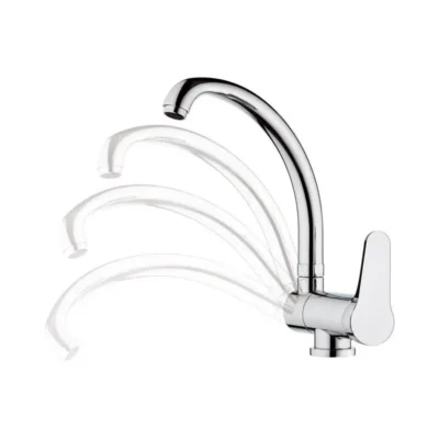 Daniel Omega eengreeps keukenkraan neerklapbaar met hoge draaibare uitloop luxe uitvoering