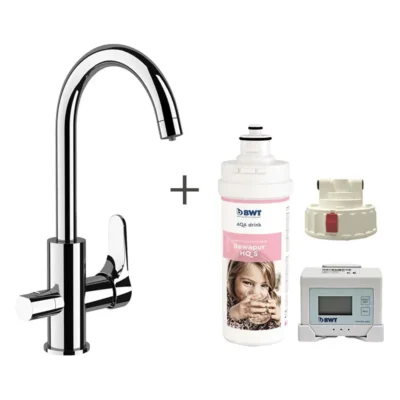 Daniel Omega filter keukenkraan 3 weg chroom met drinkwaterkeuze en bwt hq s filterset