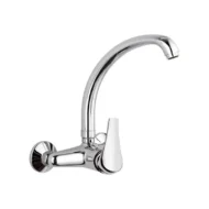 Daniel Rio keukenkraan wandmontage chroom met frontgreep en draaibare uitloop