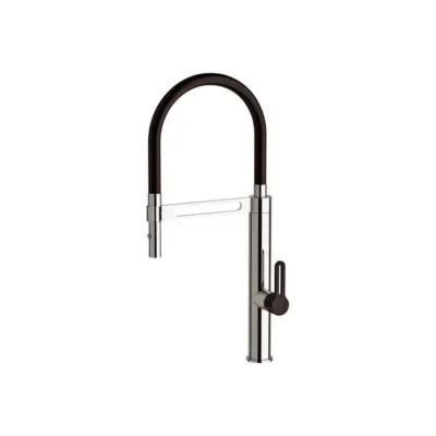 Daniel Smart chrome spoelkraan met matzwarte flexibele slang en afneembare handdouche