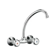 Daniel Ticino wand keukenkraan voordelig hoge uitloop chroom met draaiknoppen