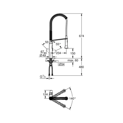 Grohe K7 eengreeps spoelkraan keuken met veer in supersteel 32950dc0 technische tekening Grohe K7 eengreeps spoelkraan keuken met veer in supersteel 32950dc0 technische tekening