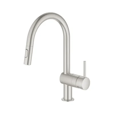 Grohe Minta eengreeps keukenkraan supersteel 32321dc2 met uittrekbare spoelarm