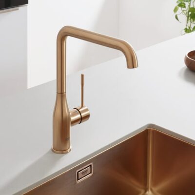 grohe essence eenhendel keukenmengkraan draaibaar warm zonsondergang geborsteld 30269dl0 grohe essence eenhendel keukenmengkraan draaibaar warm zonsondergang geborsteld 30269dl0