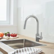 grohe feel serie keukenmengkraan hoge uitloop 2 straalsoorten draaibaar uittrekbaar 2 standen supersteel 31486dc1