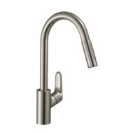 hansgrohe focus m41 keukenarmatuur uittrekbaar draaibaar geborsteld roestvrij staal 31833800